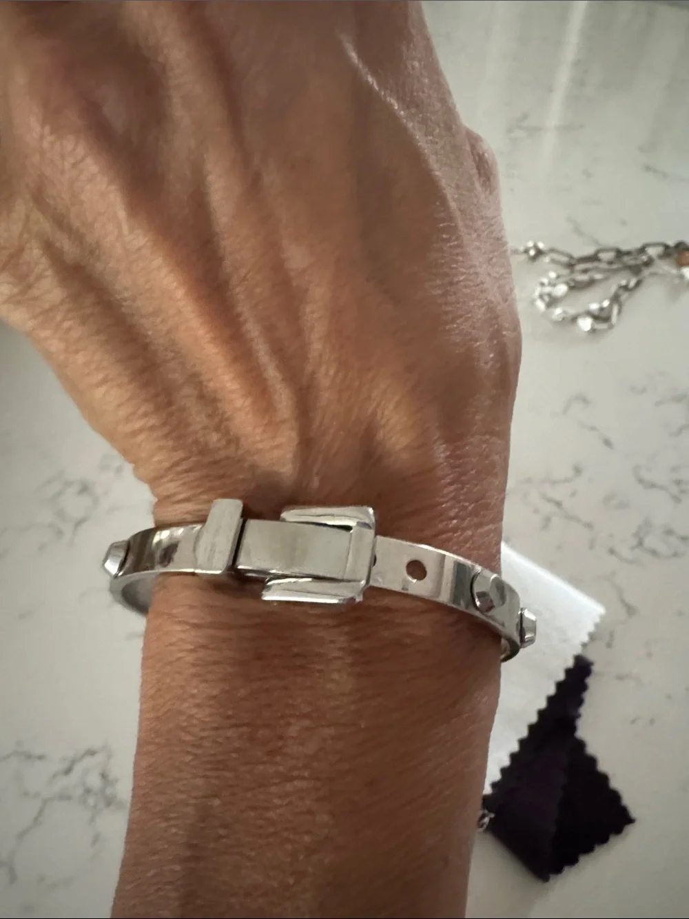 Michael Kors Silver-Tone Women’s Buckle Bracelet - Stylish Metal Link